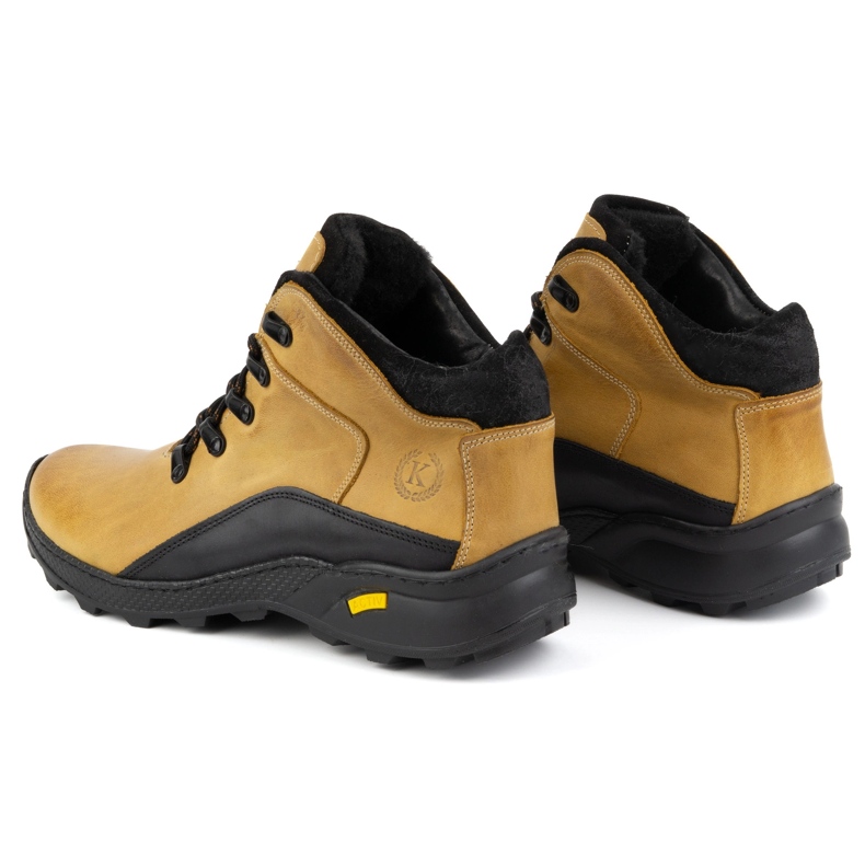KOMODO Bottes d'hiver en cuir pour hommes 903K jaune camel brun 1