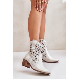 Bottines à Talons Hauts pour Femme à Motif Ajouré Lewski 3394/2 Or Brossé doré 2