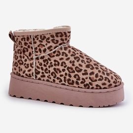 Bottes de neige pour femmes avec imprimé léopard sur plateforme, isolées avec fourrure, marron Xamella brun 1