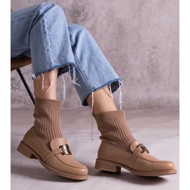 Bottines beige foncé avec tige en tissu 1 Bottines beige foncé avec tige en tissu 1