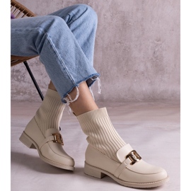 Bottines beiges avec tige en tissu 2