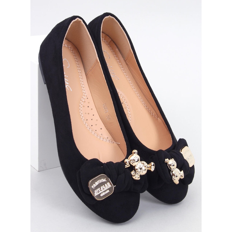 Ballerines en daim avec un ours en peluche noir le noir 1