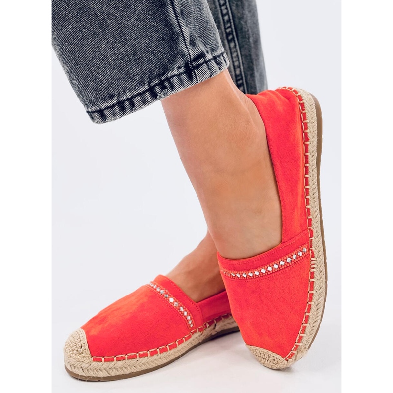 Espadrilles orange féminine avec zircons 2 Espadrilles orange féminine avec zircons 2