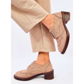 Oxfords khaki hauts talons beige 2
