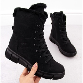 Bottes Rieker RKR743 avec fourrure le noir 1