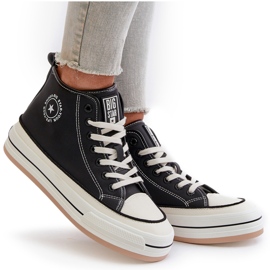 Baskets isolées pour femmes sur la plateforme en cuir écologique Big Star OO274062 noir 5