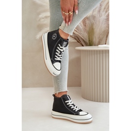 Baskets isolées pour femmes sur la plateforme en cuir écologique Big Star OO274062 noir 4
