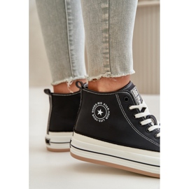Baskets isolées pour femmes sur la plateforme en cuir écologique Big Star OO274062 noir 3