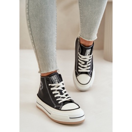 Baskets isolées pour femmes sur la plateforme en cuir écologique Big Star OO274062 noir 2