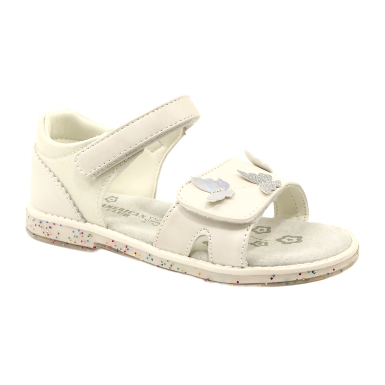 Sandales velcro pour filles dans les papillons American Club XD58 / 22 blanc blanche 1 Sandales velcro pour filles dans les papillons American Club XD58 / 22 blanc blanche 1