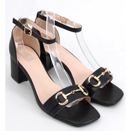 Sandales noires à thèmes avec une décoration dorée le noir 4