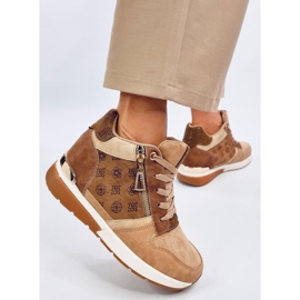 Baskets compensées cachées kaki beige 4