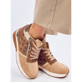 Baskets compensées cachées kaki beige 2