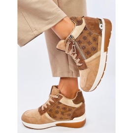 Baskets compensées cachées kaki beige 3