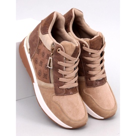Baskets compensées cachées kaki beige 5