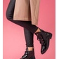 Bottines à lacets femme à talon plat le noir 1