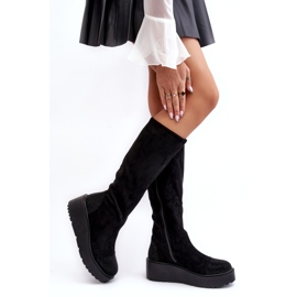 Bottes en daim pour femmes sur la plateforme S.Barski, noires 2