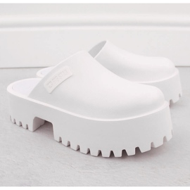 Tongs Big Star NN274015 blanches pour femmes à semelle massive 3