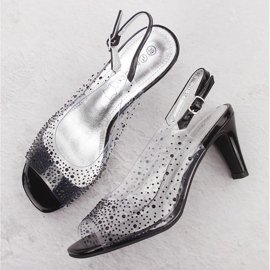 Sandales femme transparentes à talons hauts avec zircons, noir Potocki WS43317 le noir 2