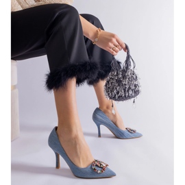 Talons hauts bleus ornés de zircons colorés 1