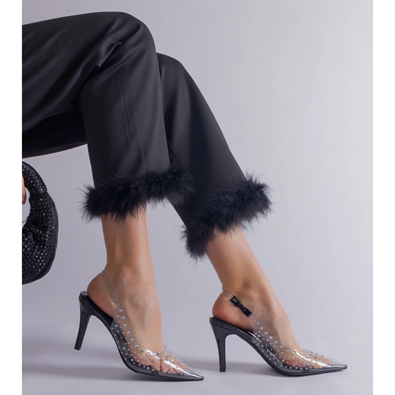 Talons hauts transparents à talon ouvert orné de zircons incolore 1