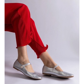 Ballerines argentées à fermeture velcro 1