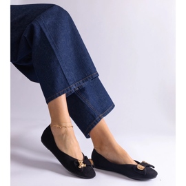 Ballerines noires ornées d'un nœud et d'une broche le noir 2