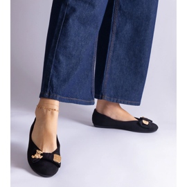 Ballerines noires ornées d'un nœud et d'une broche le noir 3