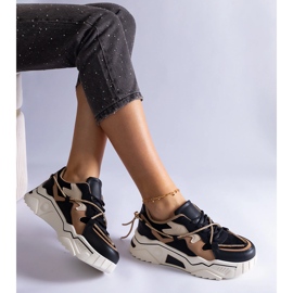Baskets noires ornées d'un cordon en zircon le noir 3