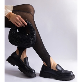 Mocassins noirs pour femmes en cuir écologique 2