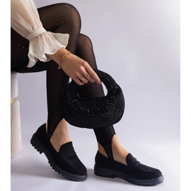 Mocassins noirs ajourés en éco-daim le noir 3