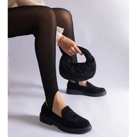 Mocassins noirs ajourés en éco-daim le noir 2