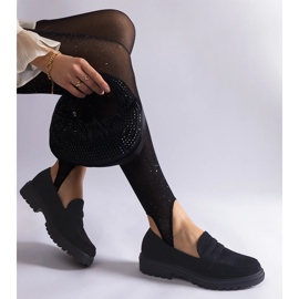 Mocassins noirs ajourés en éco-daim le noir 4