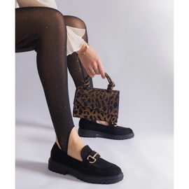 Mocassins ouverts noirs avec éco daim avec un tir le noir 2