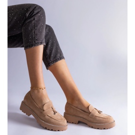 Mocassins beiges en cuir éco-daim 3