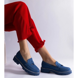 Mocassins en jean bleu avec un ornement 2