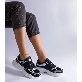 Baskets femme noires avec empiècements argentés 2