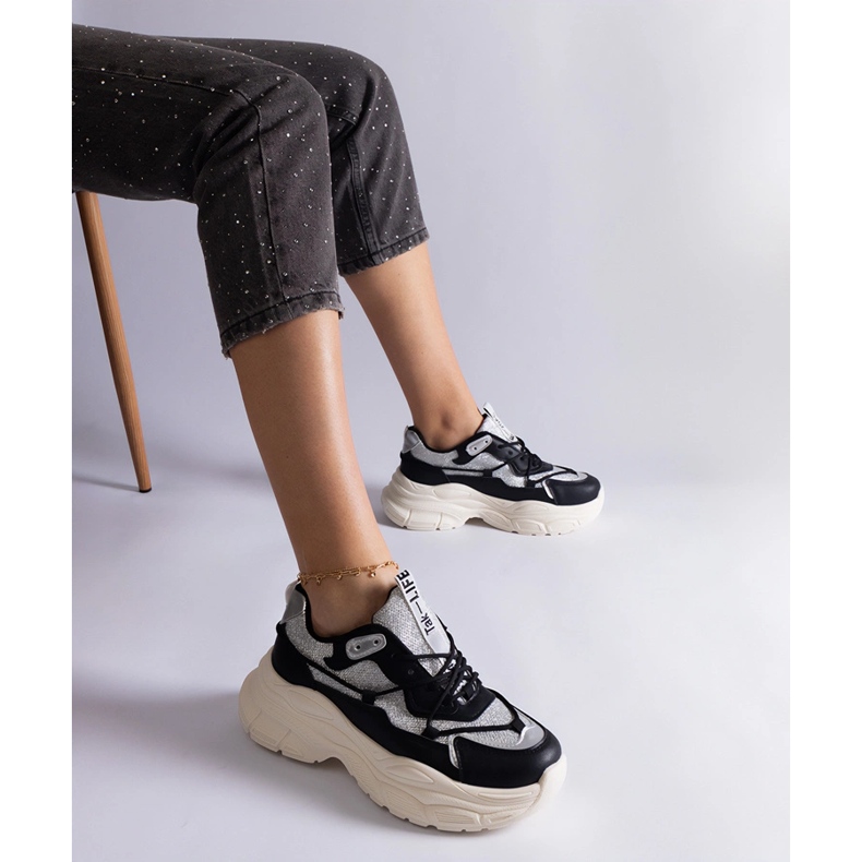 Baskets noires avec empiècements pailletés le noir 1