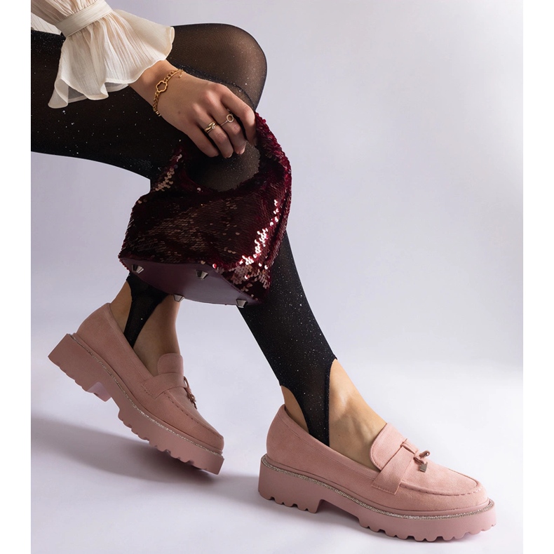 Mocassins roses en éco-cuir 2