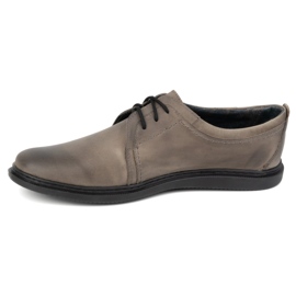 Chaussures casual en cuir pour hommes 2131 POLBUT gris brun 1