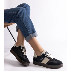 Baskets à plateforme noires avec surpiqûres le noir 2