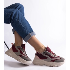 Baskets femme bordeaux et grises rouge 1 Baskets femme bordeaux et grises rouge 1