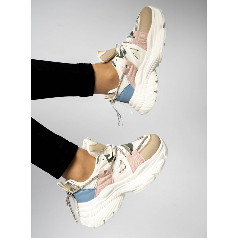 Baskets plateforme femme beige 1