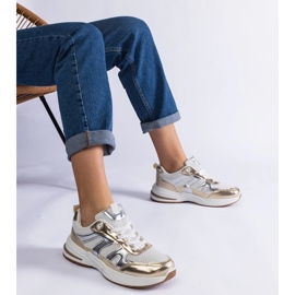 Baskets de sport en tissu avec empiècements dorés 1