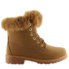 Bottes en bois avec fourrure de chameau 58-177 camel brun multicolore 1