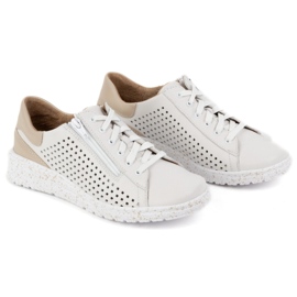 WASAK Chaussures pour femmes, baskets en cuir openwork 0720pw blanc blanche 3