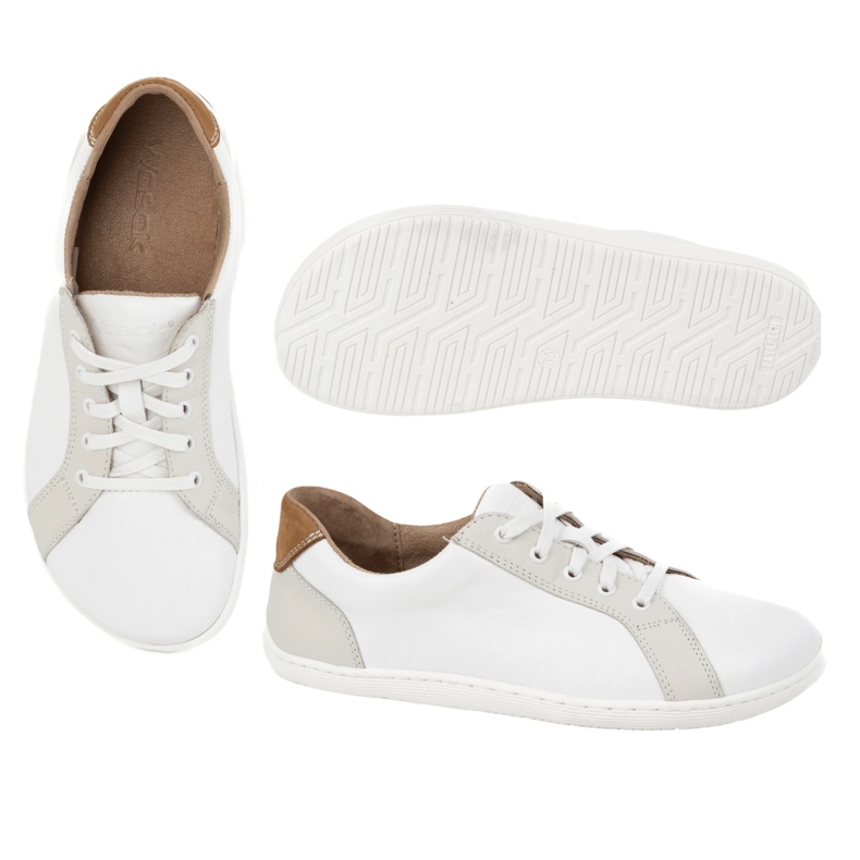 WASAK Chaussures pour femmes en cuir minimaliste pieds nus 0743w blanc 1
