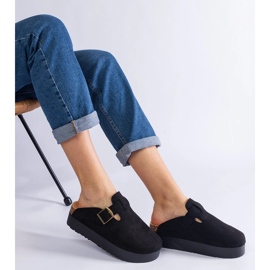 Blacks Women's Slippers sur la plate-forme avec une boucle le noir 2