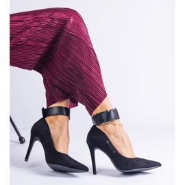 Escarpins noirs à talon haut en éco-cuir suédé le noir 2 Escarpins noirs à talon haut en éco-cuir suédé le noir 2