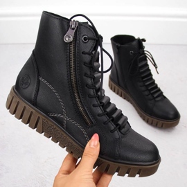 Bottes de cuir Rieker pour femmes y3410-00 noir 1